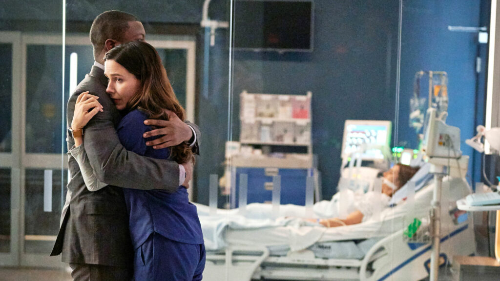 Malcolm comforts Sam after her mother had surgery on Good Sam
