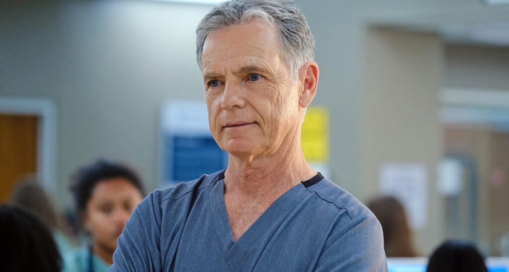 Dr. Bell in scrubs on The Resident